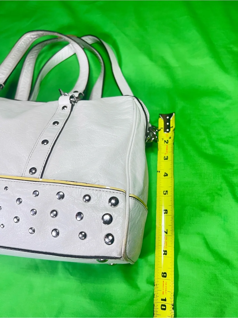 Coach Studded White Leather Satchel Crossbody Bag Y2K Vintage